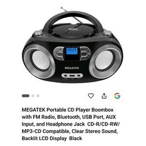 Portable Stereo MP3 CD Player Boombox with FM Radio,Bluetooth Wireless,USB Port